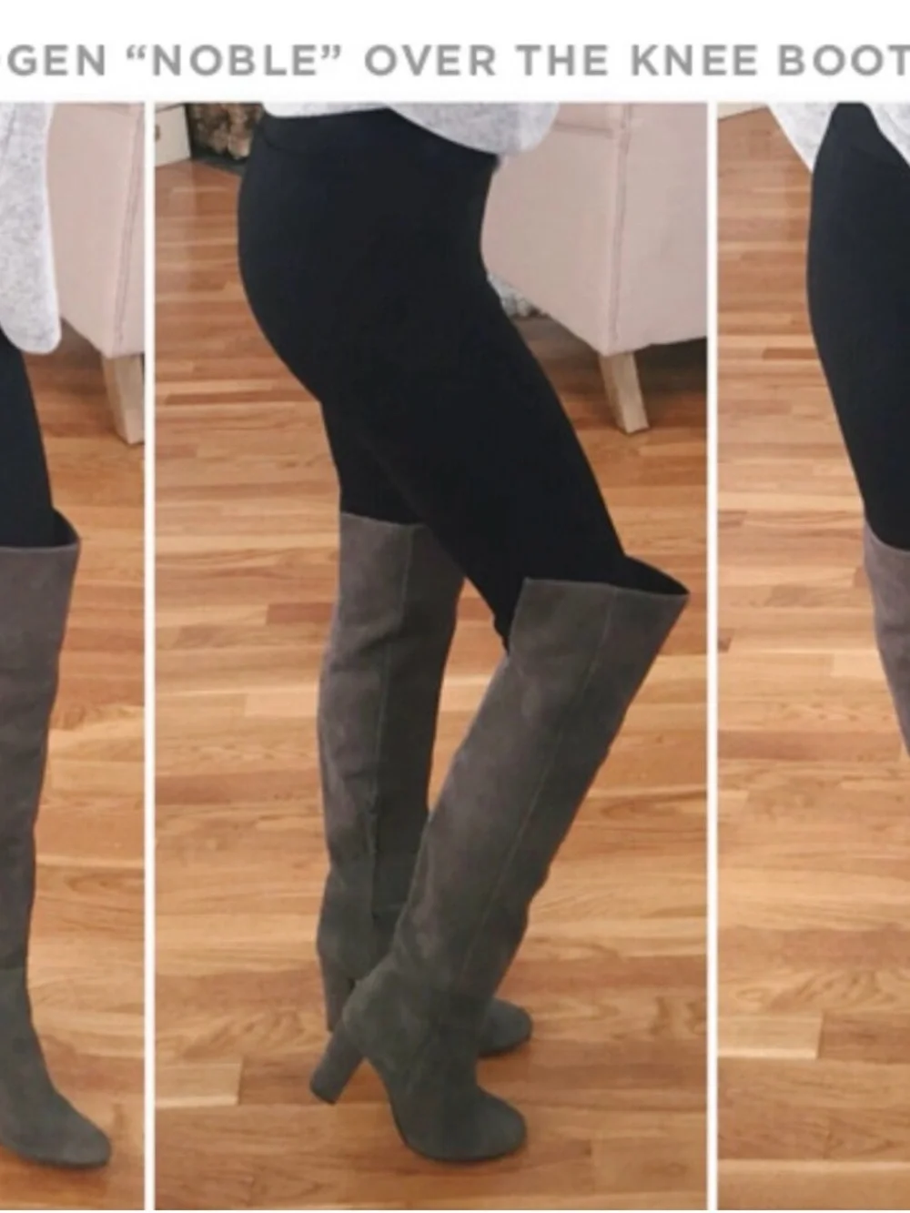 Halogen - Over-the-Knee Suede  - grey suede boot